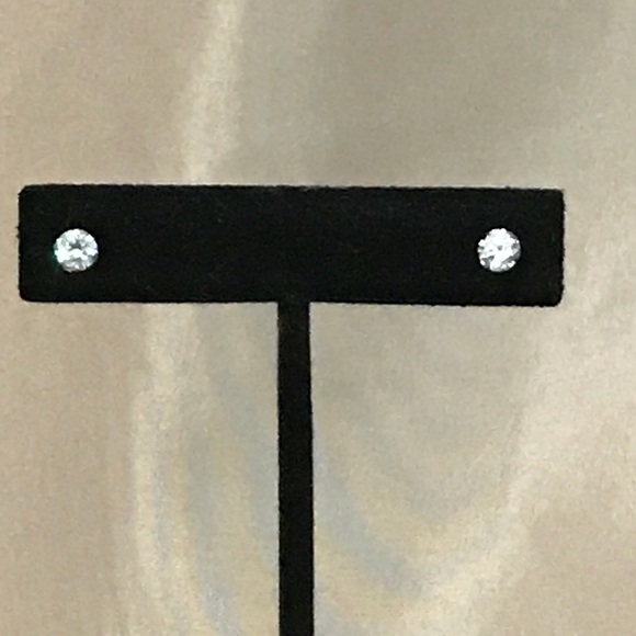 3/8” round cubic zirconia stud earrings - Picture 2 of 2